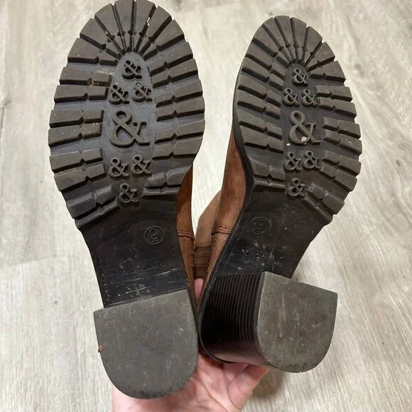 Sam & Libby Brown Faux Leather Ankle Booties WOmen's Size 9 - Picture 6 of 9